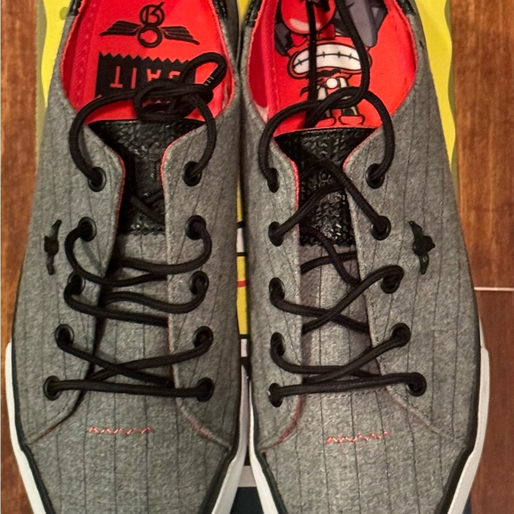 Men's Gray and Red Sneakers